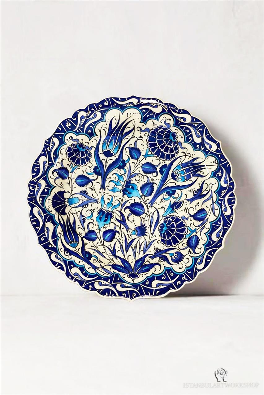 IstanbulArtWorkshop 12 Handmade Decorative Ceramic Plate For Display,Hand Painted Decorative Ceramic Wall Plate,Turkish Ceramic Plate For Hanging 