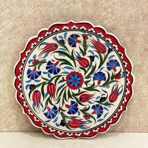 Stoneware Handcrafted Turkish Hand Carved Ceramic Plate Wall Artwork Handmade Turkish Pottery Platter Kutahya Porcelain Tableware Bowl