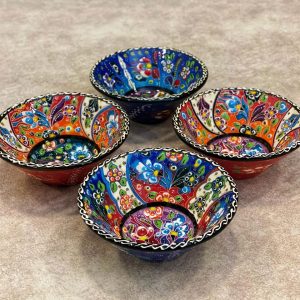 6x Turkish Ceramic Handmade Serving Bowl Set of 6 Hand Painted Pottery Small Breakfast Bowl Handmade Floral Bowl Decorative Serving Ball